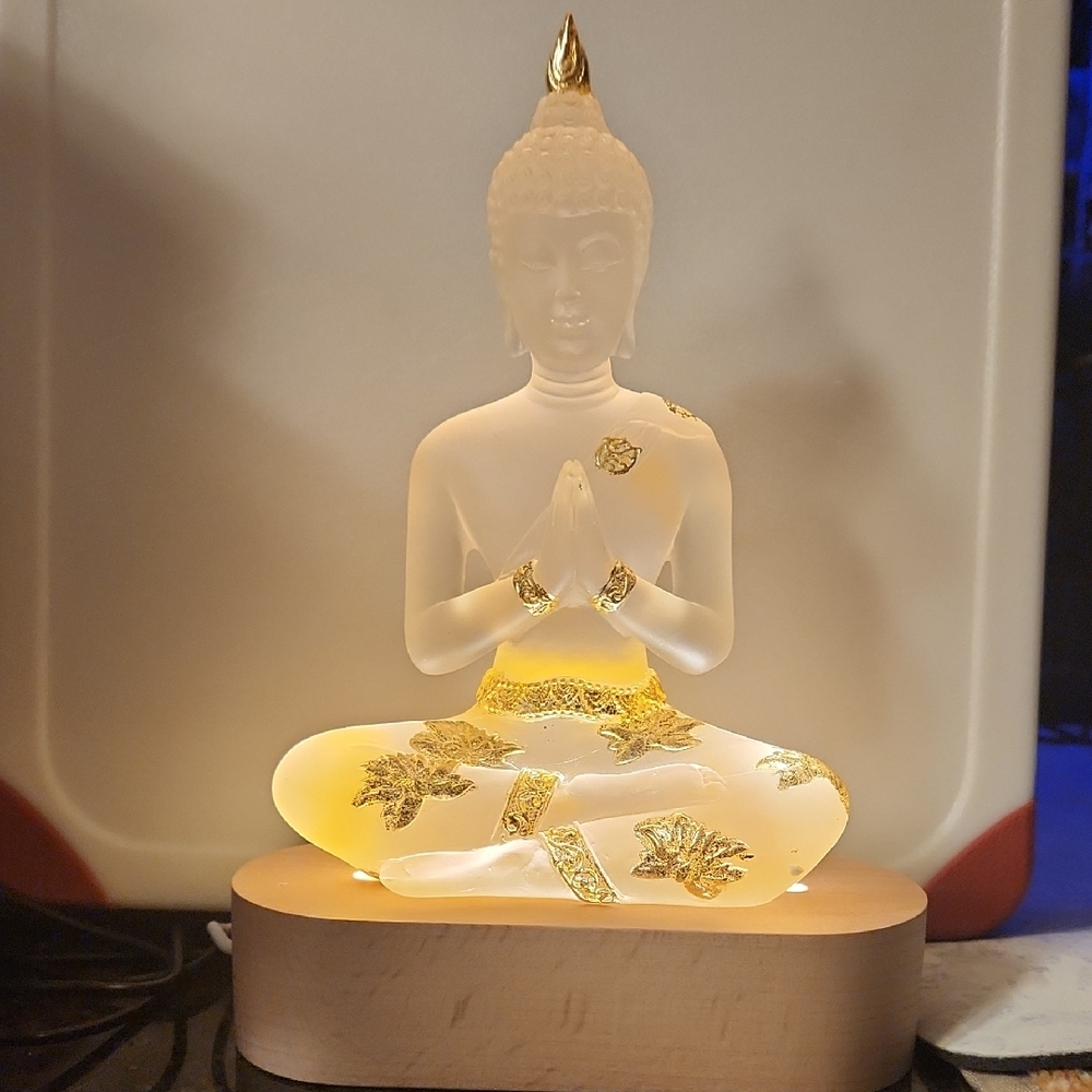 Elegant Gold and Cream Buddha Statue